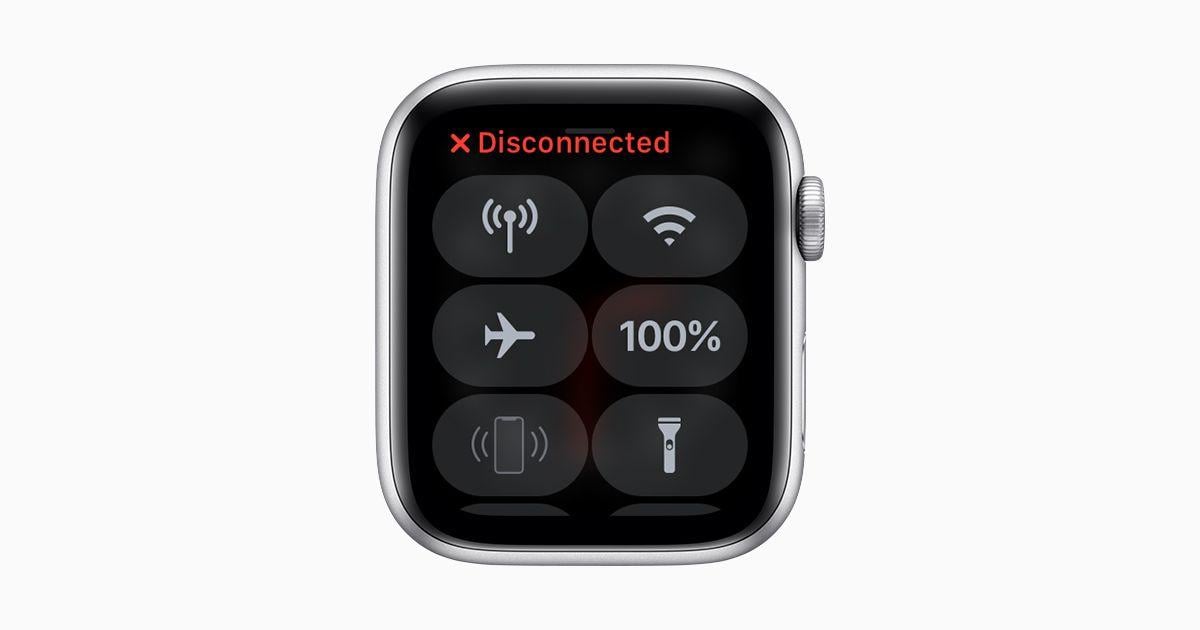White Watch with Red X Logo - If your Apple Watch isn't connected or paired with your iPhone