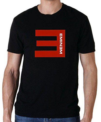 Eminem E Logo - Uzair Men's Eminem Logo T-Shirt (Black -E, Large) | WantItAll