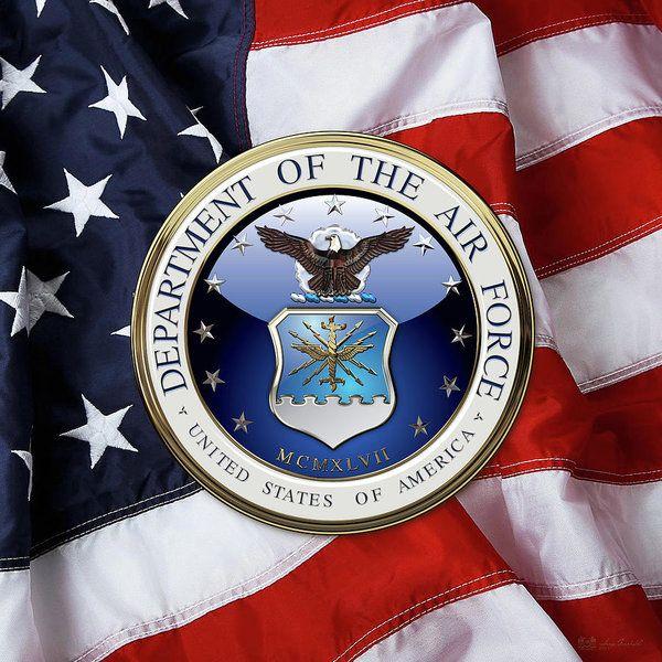 American Flag Air Force Logo - U. S. Air Force - U S A F Emblem Over American Flag Poster by Serge ...