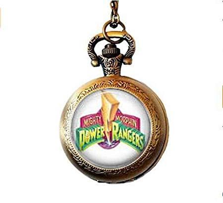 Rangers Logo - bab Mighty Morphin Power Rangers Logo Pocket Watch Necklace: Amazon ...
