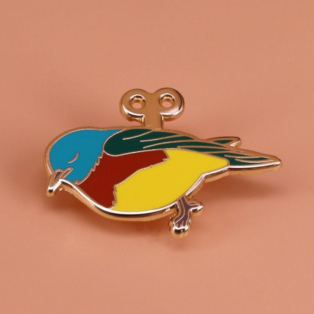 Multi Colored Bird Logo - Multicolored bird brooch gold tone cute animal pins rainbow parrot