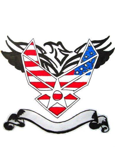American Flag Air Force Logo - USA Flag Air Force Military Logo With Tribal Eagle Tattoo Design