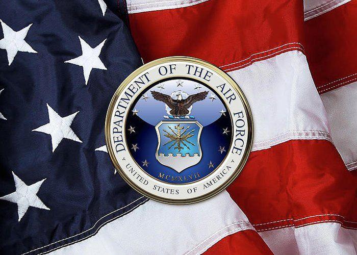 American Flag Air Force Logo - U. S. Air Force - U S A F Emblem Over American Flag Greeting Card ...