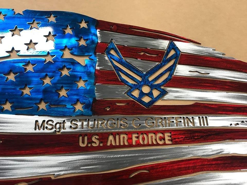 American Flag Air Force Logo - Tattered Flag Air Force Logo - Metal Décor Studios