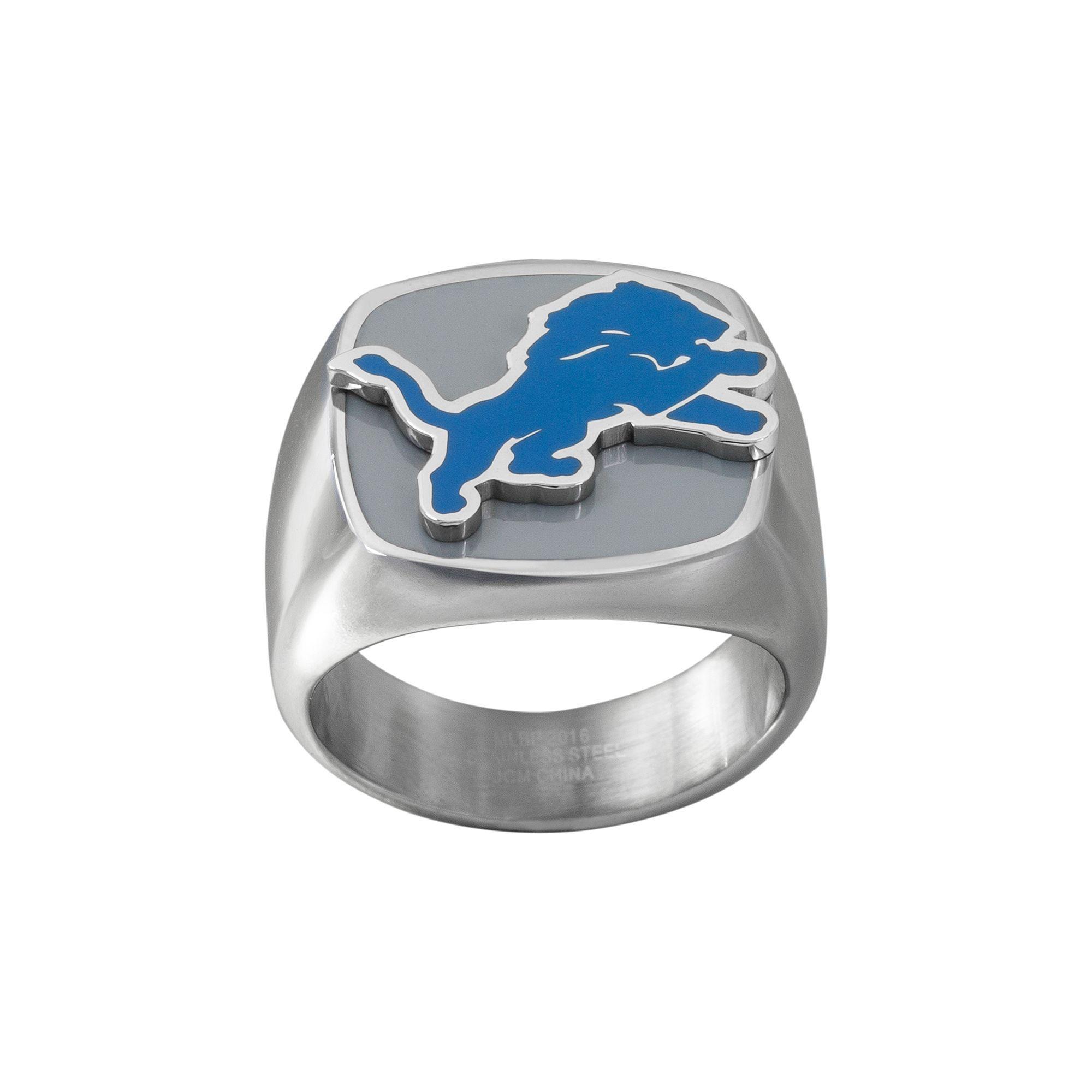 Detroit Lions Silver Logo - Men's Stainless Steel Detroit Lions Ring, Size: 10, Silver ...