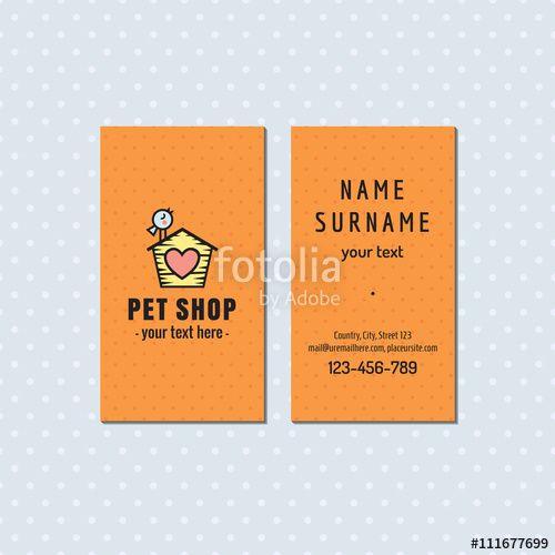 Multi Colored Bird Logo - Pet shop orange vector business card. Cute multicolored logo