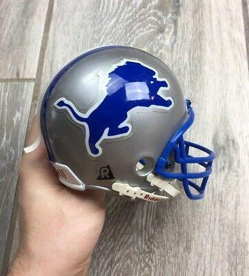 Detroit Lions Silver Logo - VINTAGE DETROIT LIONS Riddell Mini Helmet Football Silver Blue Retro ...