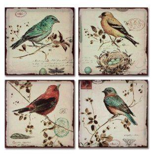 Multi Colored Bird Logo - Top Product Reviews for Pack of 4 Multi-Colored Bird Canvas Wall ...