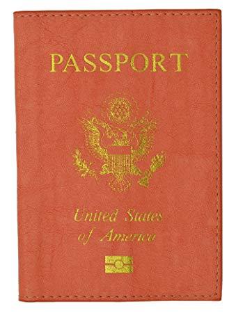 Orange and Gold Logo - USA Gold Logo Passport Cover Holder for Travel By Marshal (Orange ...