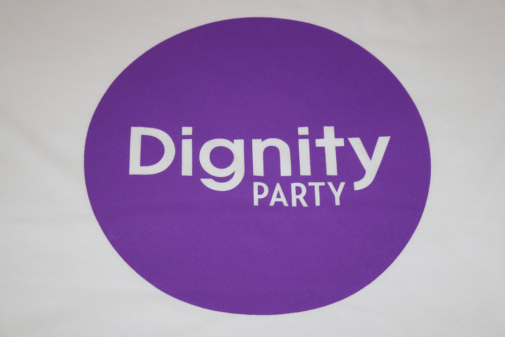 Purple and White Logo - Men's T-Shirt – Dignity Party