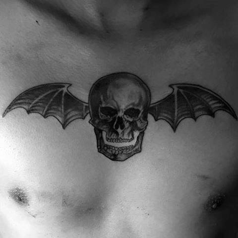 Avenged Sevenfold Bat Skull Logo - 30 Deathbat Tattoo Designs For Men - Winged Skull Ink Ideas