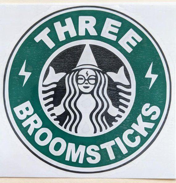 Harry Potter Starbucks Logo - Harry Potter Starbucks Inspired Three Broomsticks Logo Vinyl