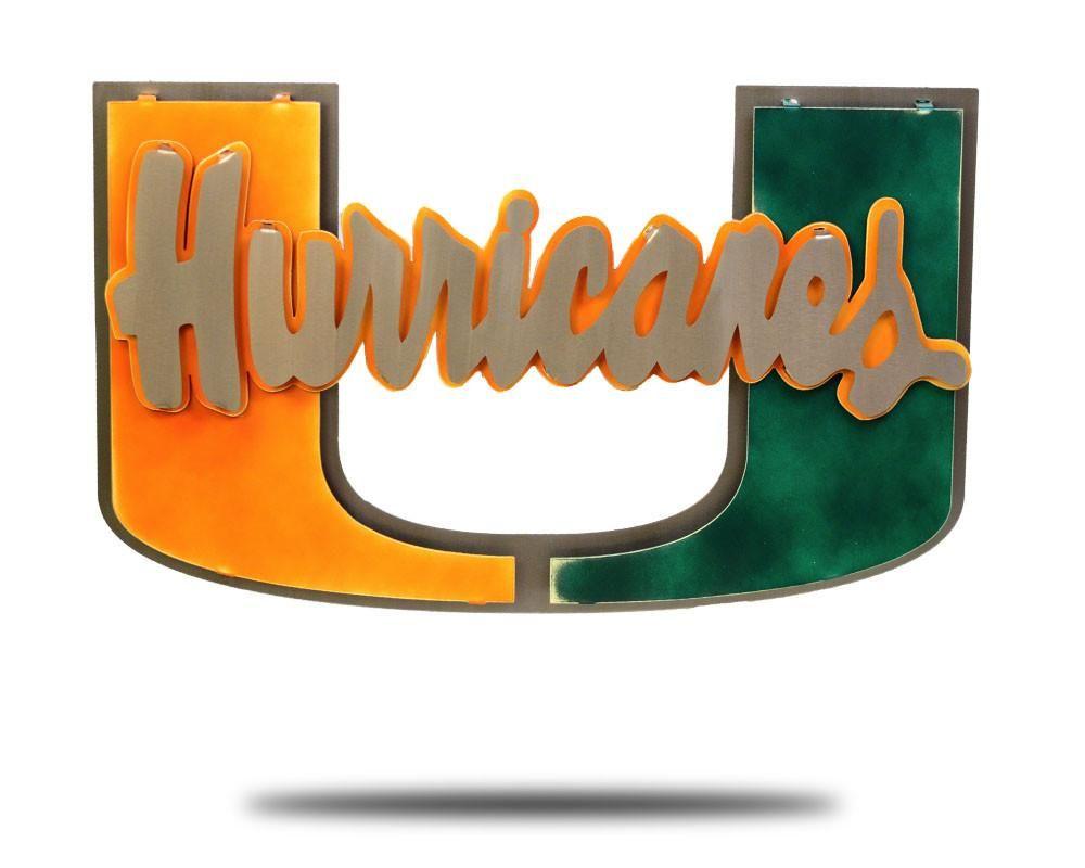 University of Miami Logo - University of Miami Hurricanes Stainless Steel Artwork - Hex Head Art