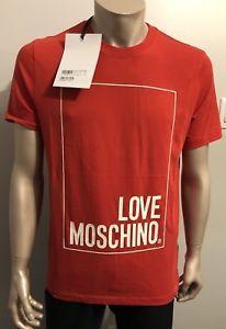 Red and White Box Logo - NEW AUTHENTIC 2018 LOVE MOSCHINO MEN'S RED T SHIRT W/ WHITE BOX LOGO