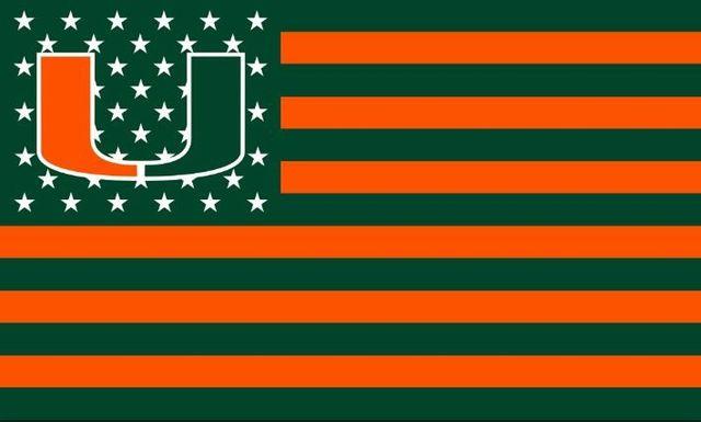 Miami Hurricanes Logo - Miami Hurricanes logo flag with us stars stripes 3ftx5ft Banner 100D ...