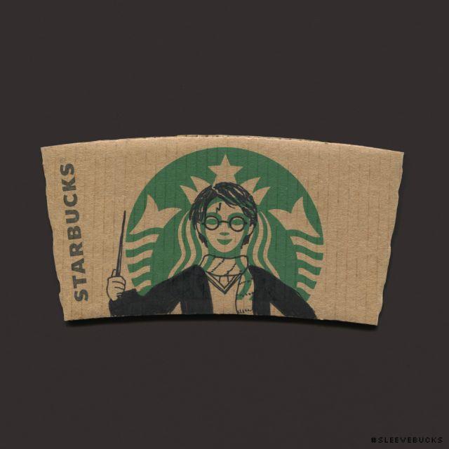 Harry Potter Starbucks Logo - This Starbucks coffee sleeve pop art is so amazing - HelloGiggles