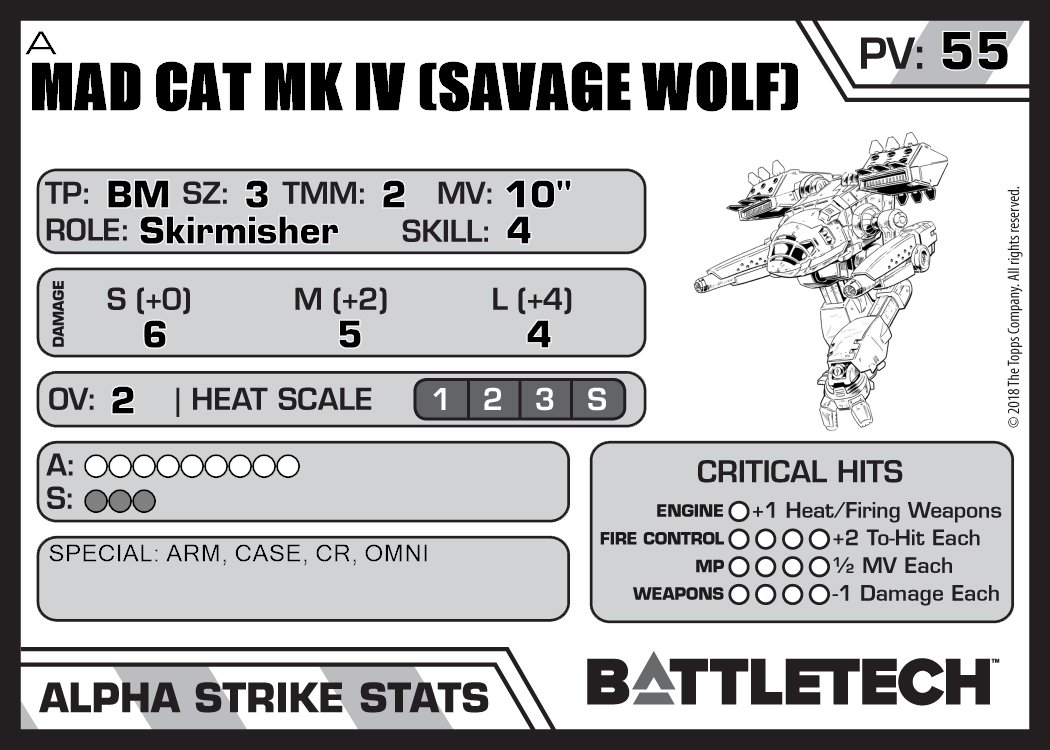 Savage Fire Wolf Logo - Mad Cat Mk IV (Savage Wolf) A - Master Unit List