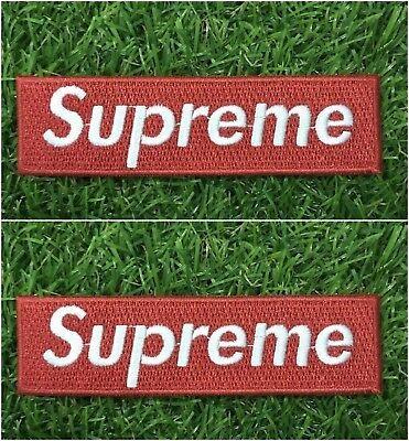 Red and White Box Logo - 2 X SUPREME Red & White Box Logo Embroidered Patch Appliqué Sew Iron ...