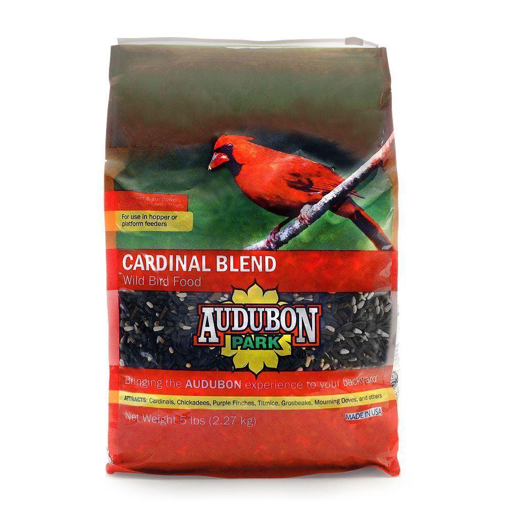 Black and Red Cardinals Bird Logo - Audubon Park 5 lb. Cardinal Blend Wild Bird Food-12180 - The Home Depot