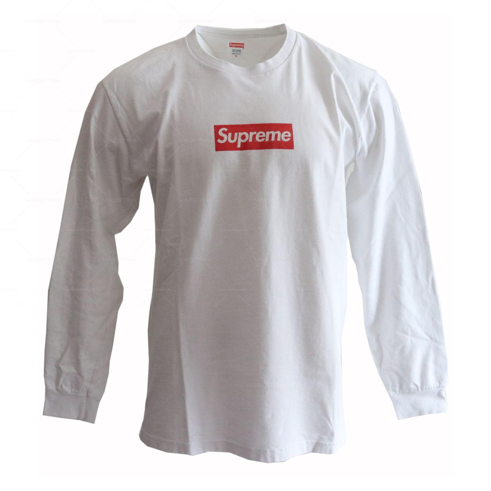 Red and White Box Logo - Red on White Box Logo F&F Longsleve - Supreme