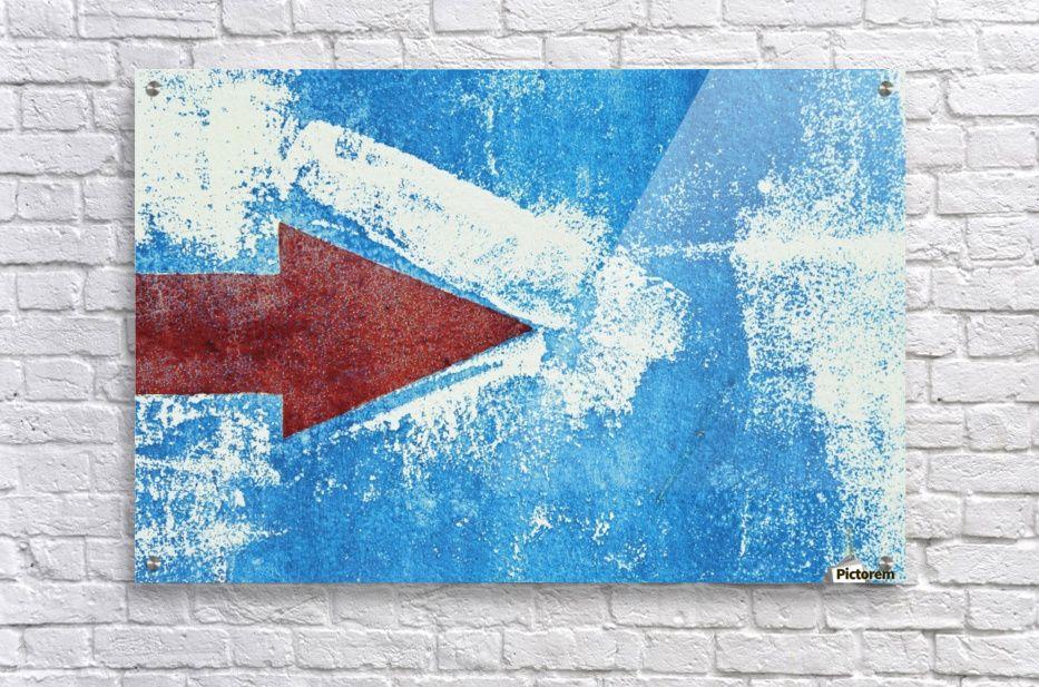 Blue and Red Arrow Logo - Red Arrow Painted On Blue Wall - PacificStock - Canvas Artwork
