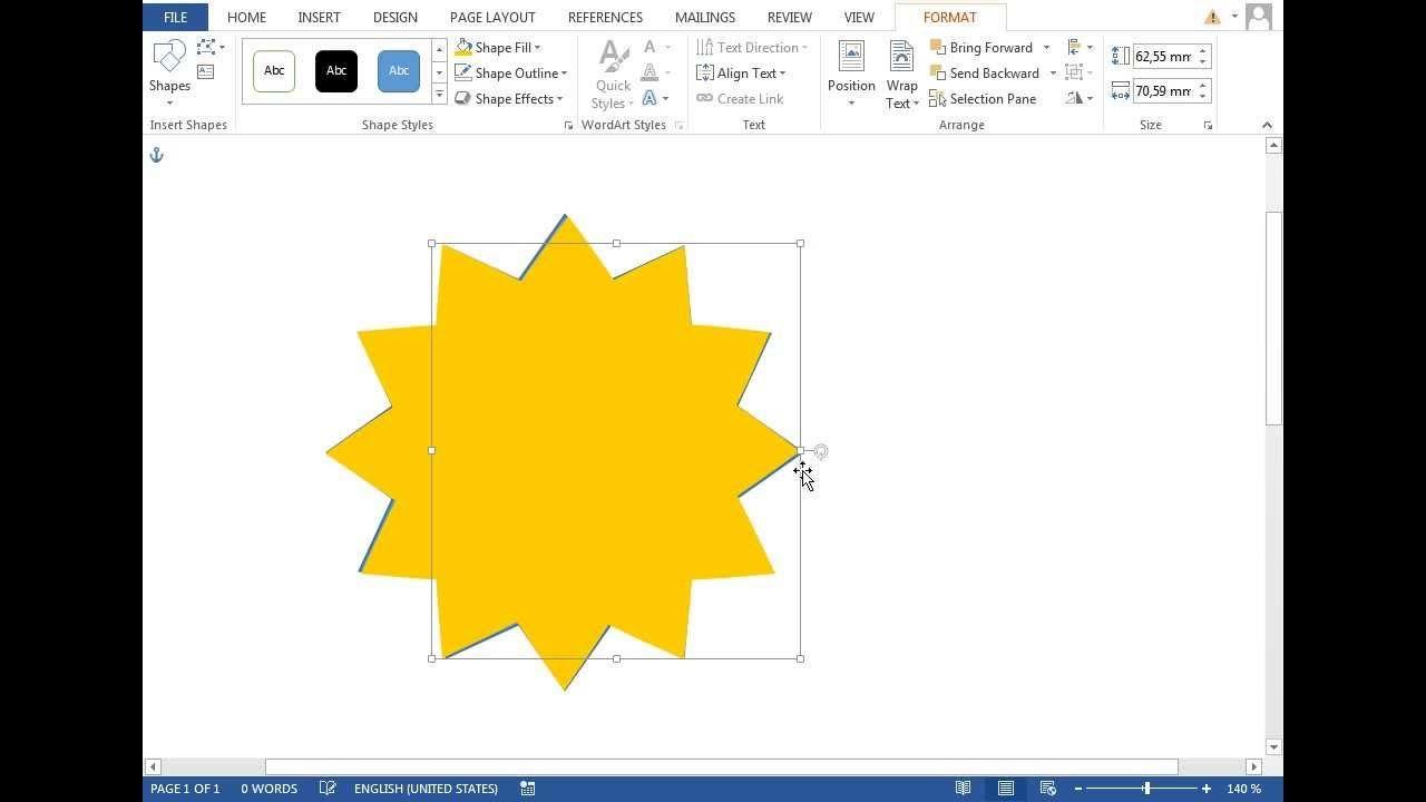 Microsoft Word 2013 Logo - How to make Sun Logo in Microsoft Word 2013