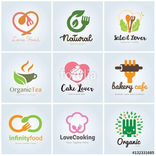 Food and Beverage Logo - Food and beverages logo design set, Love food and cake logo, organic