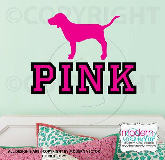 Victoria Secret Dog Logo - Victoria's Secret PINK logo with Dog Vinyl Wall Decal Couture ...