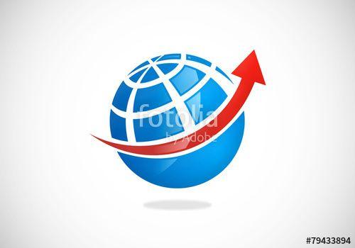 Globe with Arrow Logo - globe world arrow business vector logo