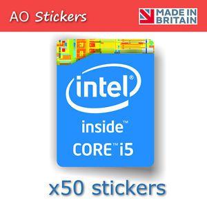 Intel Core I5 Logo - 50 x Intel Core i5 inside logo vinyl label sticker badge for laptop ...