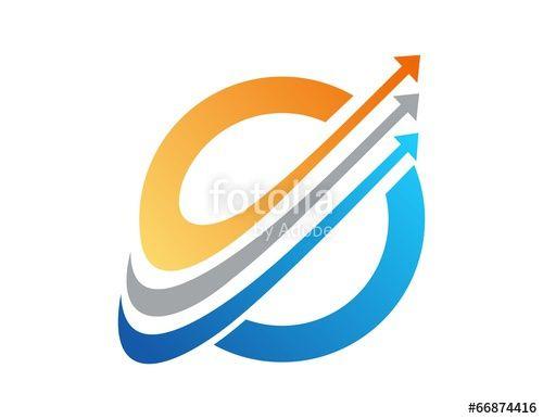 Globe with Arrow Logo - globe finance success, logo business, arrow graph media symbol Stock
