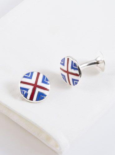Red Ball with White Cross Logo - Blue, Red, and White Cross Cufflinks
