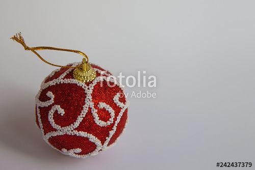 Red Ball with White Cross Logo - Christmas tree toy red ball with white pattern