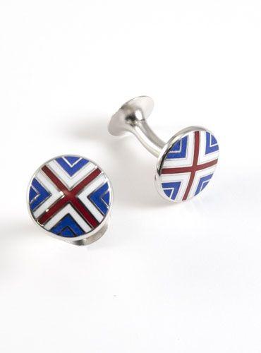 Red Ball with White Cross Logo - Blue, Red, and White Cross Cufflinks