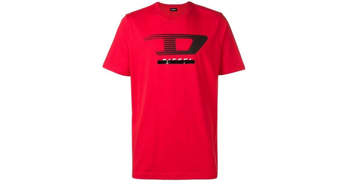Red D- Logo - Diesel D Logo T-shirt in Red for Men - Lyst