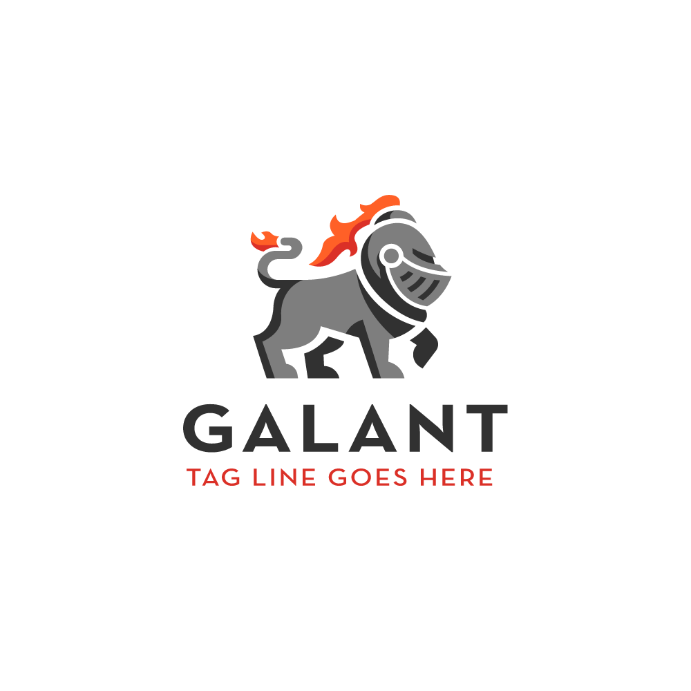 Walking Lion Logo - For Sale: Galant Lion Wearing Helmet Logo Design
