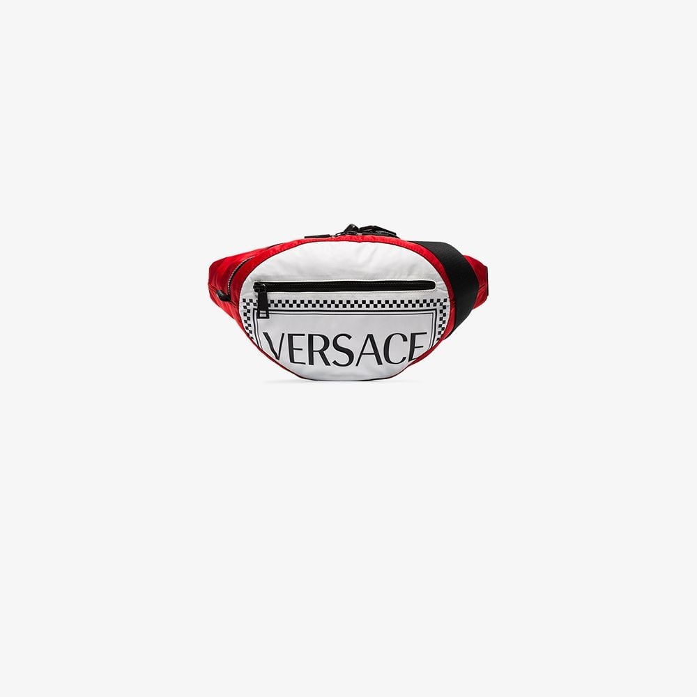 Red Ball with White Cross Logo - Versace red and white logo cross body bag