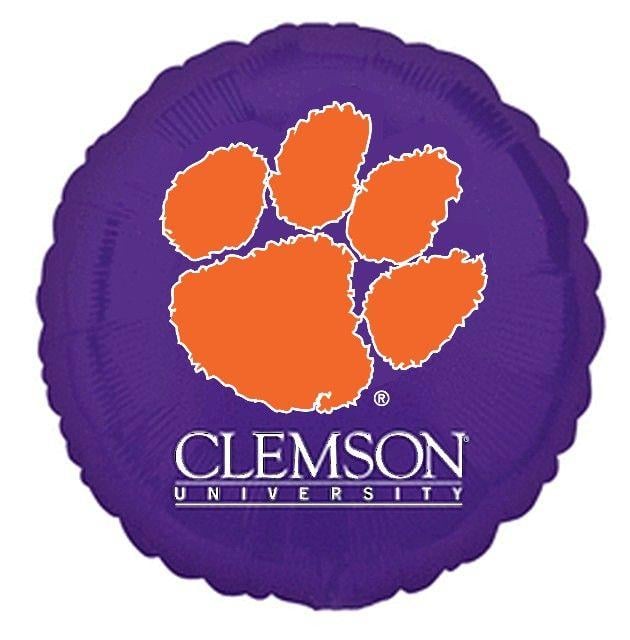 Clemson Logo - NCAA College Clemson University Tiger Paw Logo 18-inch Round Purple ...