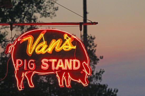 Cool Neon Vans Logo - Neon Sign at Vans Pig Stands in Shawnee of Van's Pig Stand