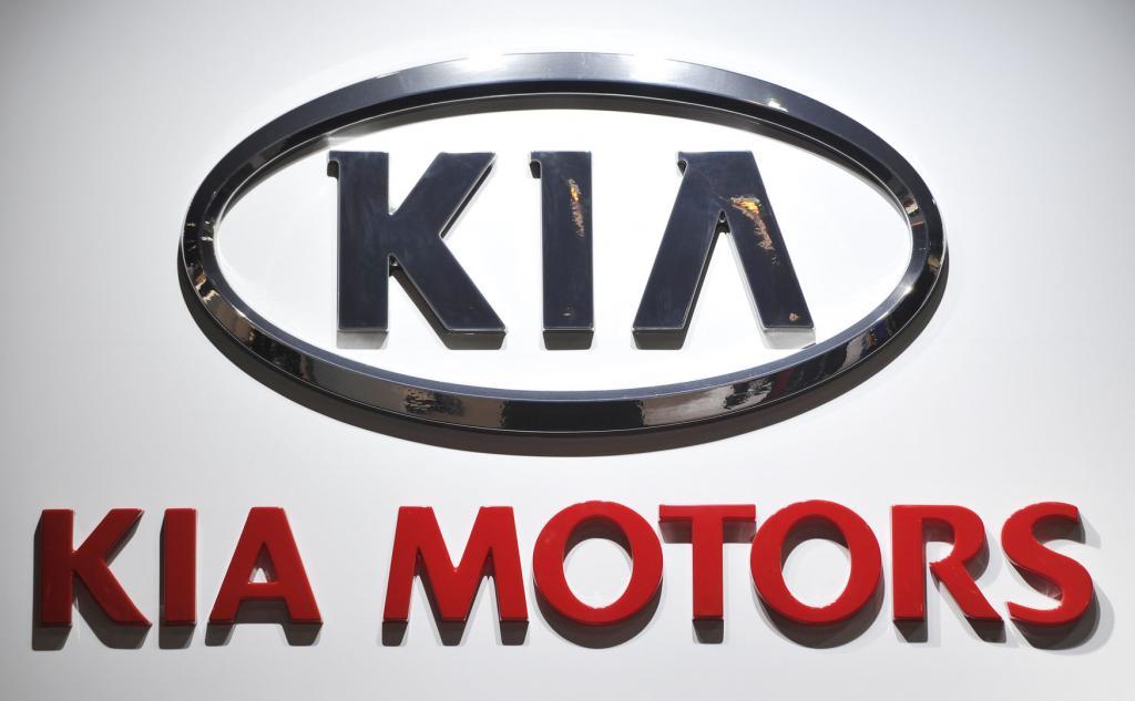 Kia Motors Logo - The Kia Motors logo is seen at the company's display during
