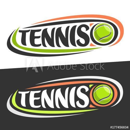 White and Green Ball Logo - Vector logos for Tennis sport, flying on trajectory green ball