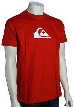 Red and White Mountain Logo - Quiksilver Mountain Wave T Shirt / White At