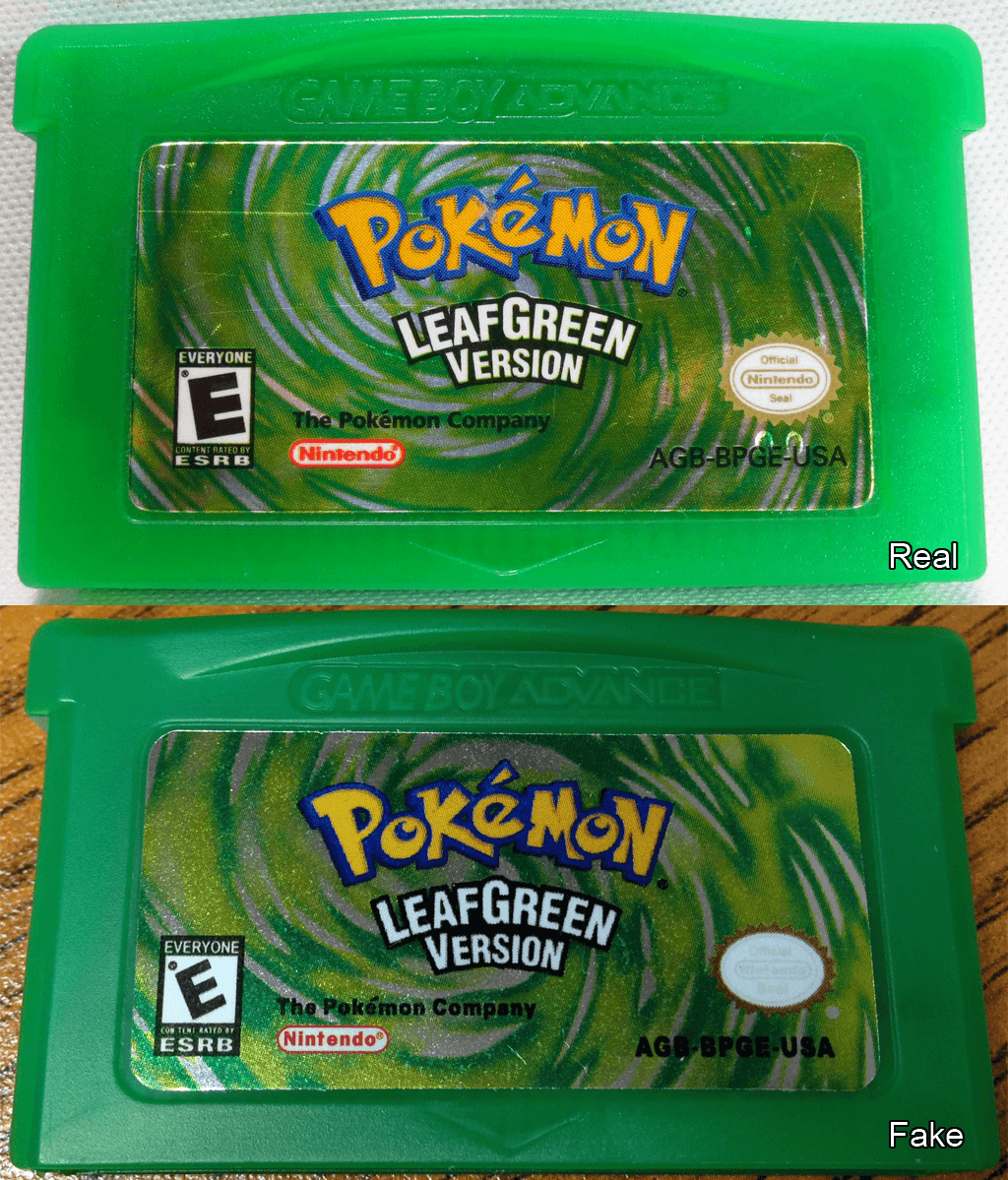 Pokemon Leaf Green Logo - PSA: Spotting the new breed of fake Pokémon LeafGreen (and FireRed ...
