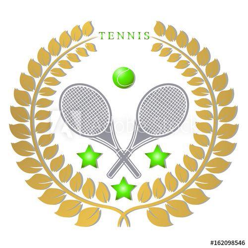 White and Green Ball Logo - Abstract vector illustration of logo for game tennis flying green ...