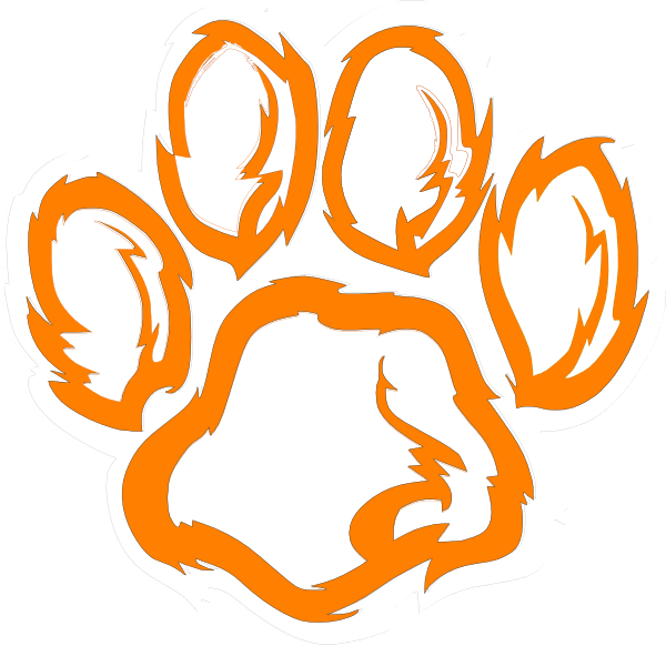 White with Orange B Logo - Tiger Paw White Orange Clip Art clip art