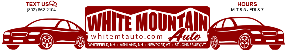 Red and White Mountain Logo - White Mountain Auto. Used Car Dealership. New Hampshire & Vermont