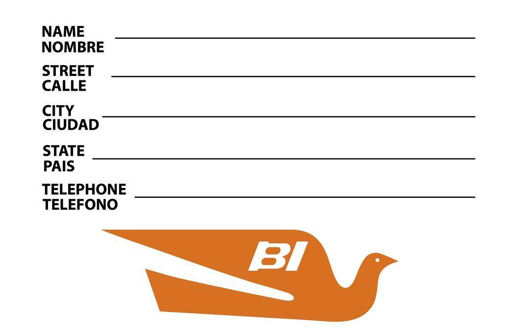 White with Orange B Logo - Luggage Tag Personalized Braniff Alexander Girard Design BI Logo