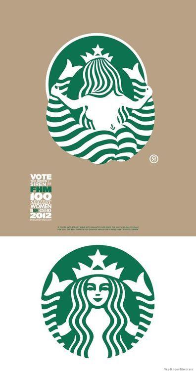 Sexy Starbucks Logo - Behind Starbucks logo / Starbucks' mermaid. Love it!. Funny