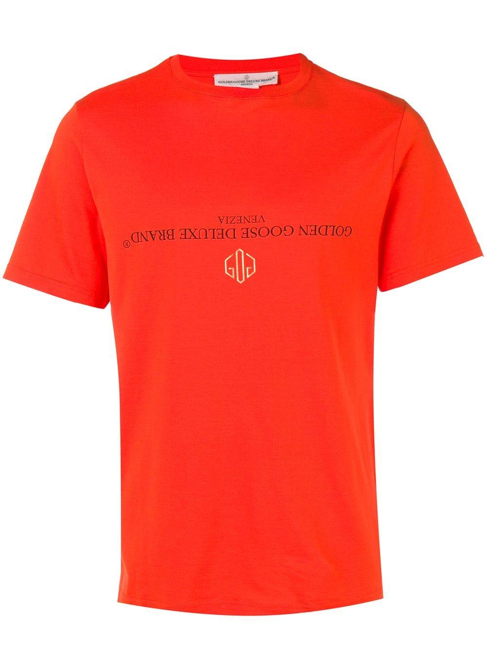 Orange Goose Logo - Shop Golden Goose Deluxe Brand Reversed Logo T-Shirt - Orange
