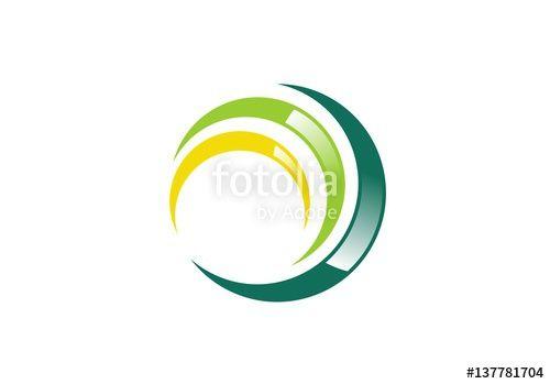 Round Grass Logo - circle green sphere leaves global grass natural logo symbol, global